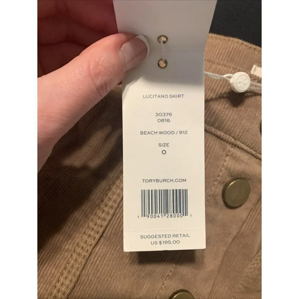 Tory Burch New Authentic Luciano Beach Wood Brown Corduroy Mini Skirt 0 Xxs Xs